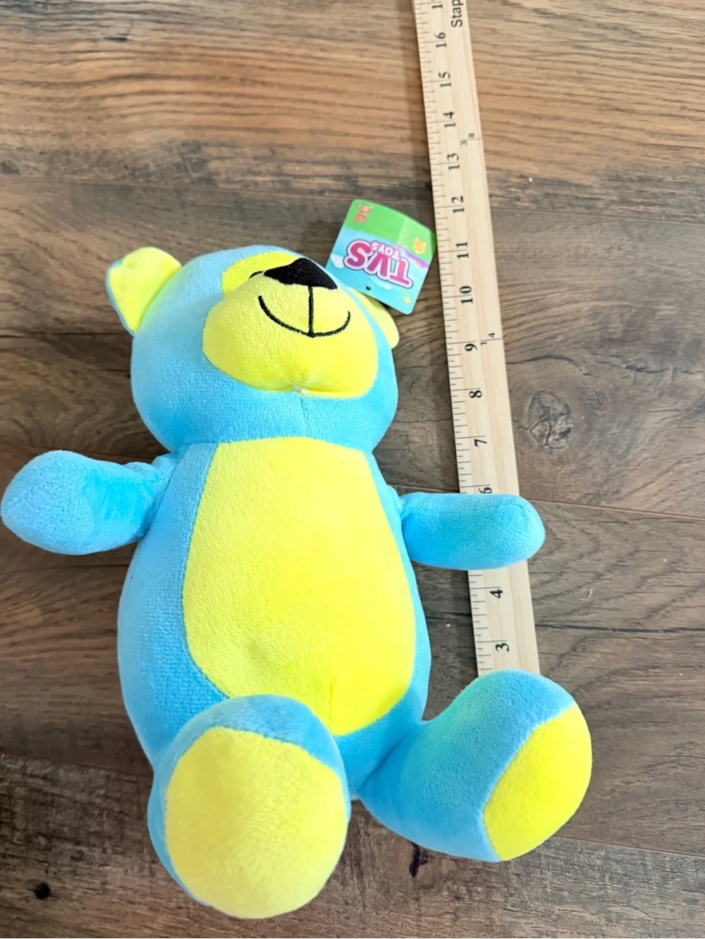 Collectible Plush Stuffed Bear Animal Neon blue yellow TVS Toys